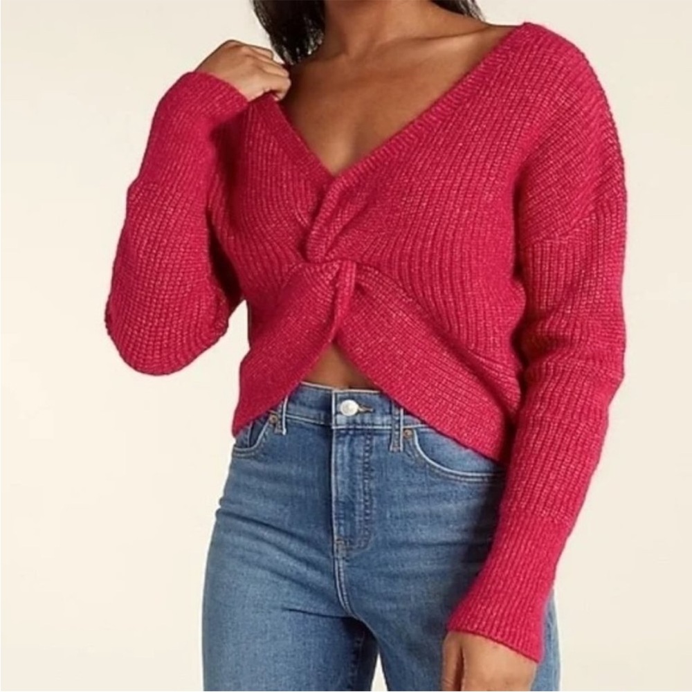 EXPRESS NWT Reversible Twist Front Hot Pino Sweater size S
